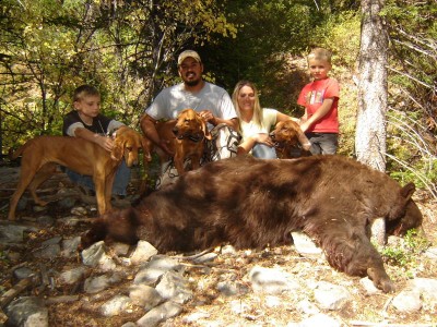 I headed out of the tree and went and got Colton from camp. Colton, Me, Trisha and Easton with Trapper