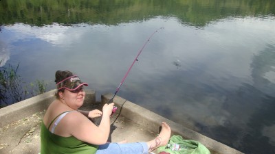 fishn at kress lake today with my fish on.