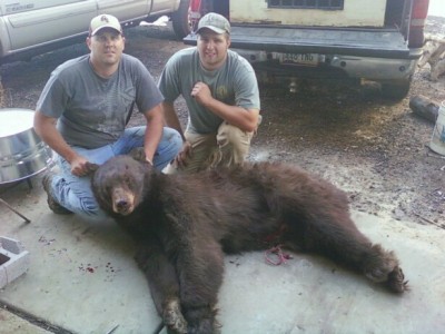 Another pic of my bro in laws bear mind you he is 220 on the left and i weigh 250